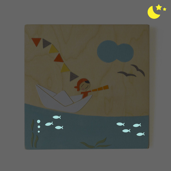 Πειρατής, παιδικός πίνακας σε ξύλο 24x24 εκ - αγόρι, ξύλινα διακοσμητικά τοίχου, παιδικοί πίνακες - 2