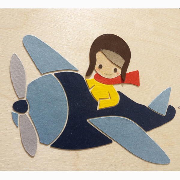 Αεροπλάνο, παιδικός ξύλινος πίνακας, 24x24 εκ - vintage, αγόρι, αεροπλάνο, παιδικοί πίνακες - 3