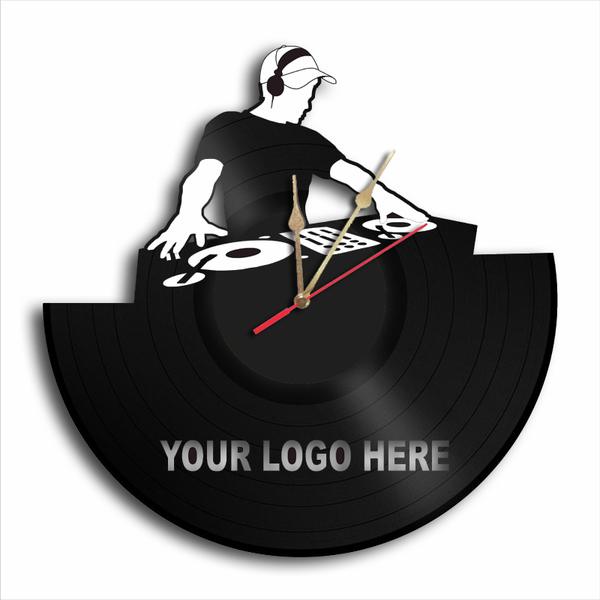 DJ on Deck με το λογότυπό σας χειροποίητο ρολόι τοίχου - τοίχου, ρολόγια