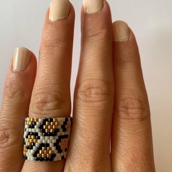 Δαχτυλίδι με leopard pattern - miyuki delica, φθηνά - 4