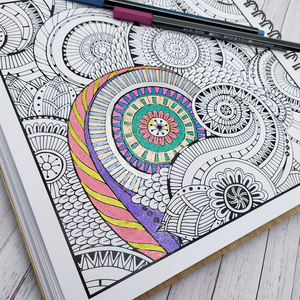 Ξύλινο βιβλίο ζωγραφικής με 100+ σχέδια Μάνταλα (Mandala) για χρωματισμό (25cm x25cm) - δώρα γενεθλίων, δώρα για γυναίκες - 4