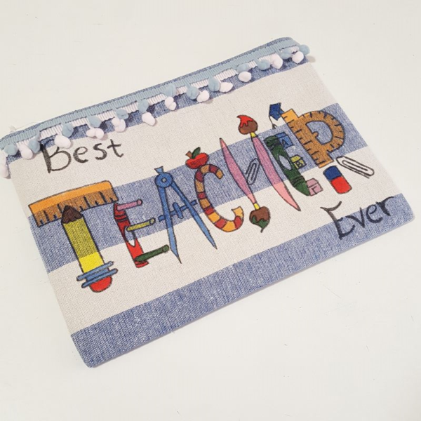 δώρο για τη δασκάλα νεσεσέρ παραλίας ριγέ μπλε άσπρο 'best teacher' - personalised, δώρα για δασκάλες