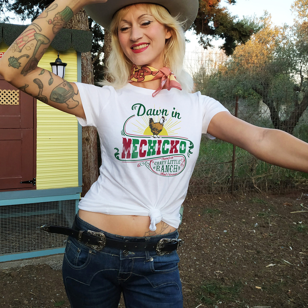 Down in Mexico t-shirt με λογοπαίγνιο retro vintage rockabilly country - ήλιος - 3