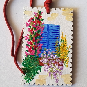 Σελιδοδείκτης χειροποίητος παράθυρο με λουλούδια - ζωγραφισμένα στο χέρι, χειροποίητα, σελιδοδείκτες