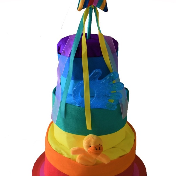 Diaper Cake (Diaper Rainbow) - δώρα για βάπτιση, baby shower, σετ δώρου, δώρο γέννησης, diaper cake