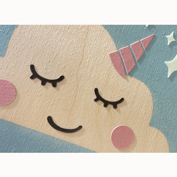 Παιδικός ξύλινος πίνακας «σύννεφο που κοιμάται» 24x24 εκ - κορίτσι, δώρο, παιδικοί πίνακες - 5