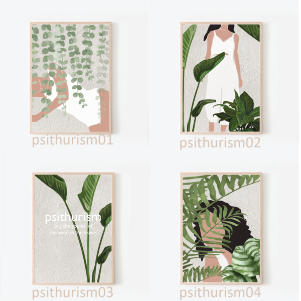 psithurism | καδράκι με σύγχρονο artprint με φυτά | 21x30 - πίνακες & κάδρα - 5