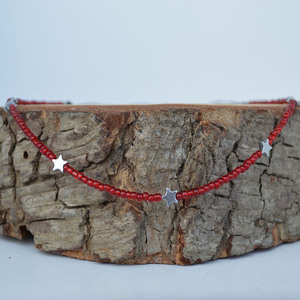 Red beads κοντό κολιέ με αστεράκια αιματίτη - αστέρι, αιματίτης, χάντρες, αυξομειούμενα, φθηνά - 4