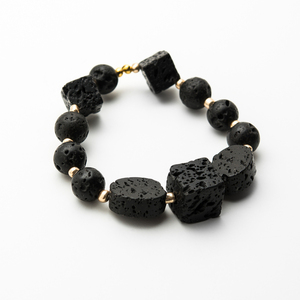Μαύρη λάβα - ημιπολύτιμες πέτρες, χάντρες, χεριού, αυξομειούμενα - 2