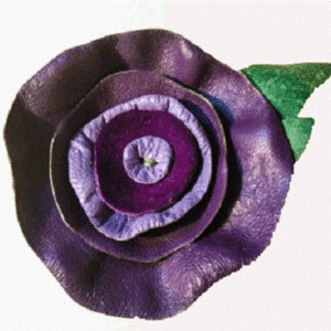 μωβ λουλούδι δερμάτινη καρφίτσα - δέρμα - 2