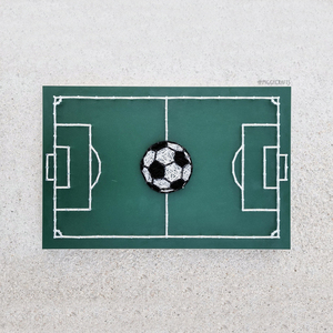 Κάδρο με καρφιά & κλωστές "Γήπεδο Ποδοσφαίρου" 40x26cm - πίνακες & κάδρα, δώρο, ποδόσφαιρο - 3