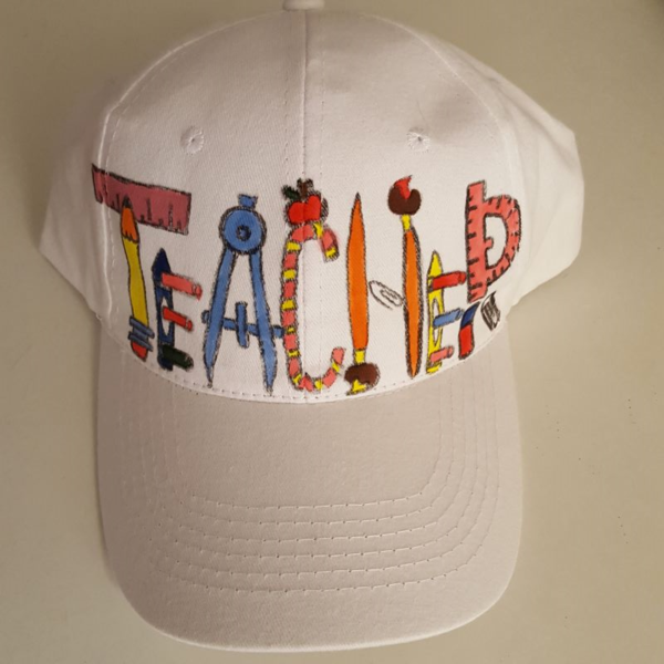 δώρο για τη δασκάλα / το δάσκαλο καπέλο ' best teacher' με όνομα - ύφασμα, personalised, καπέλο, δώρα για δασκάλες - 4
