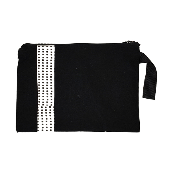 Τσάντα χεριού με λουράκι Black and white - αδιάβροχο, χειρός, πάνινες τσάντες, μικρές, φθηνές