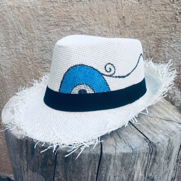 Rodeo - ψάθινο καπέλο - χειροποίητα, boho, evil eye, ψάθινα - 3