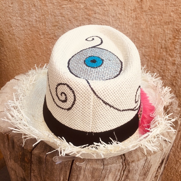 Rodeo - ψάθινο καπέλο - χειροποίητα, boho, evil eye, ψάθινα - 4