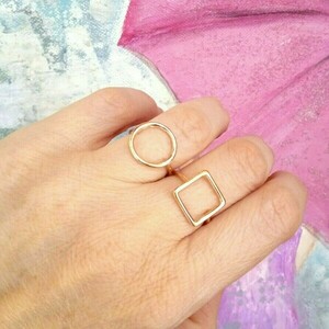Δαχτυλίδι ροζ χρυσό κύκλος - ορείχαλκος, μικρά, αυξομειούμενα, φθηνά - 4