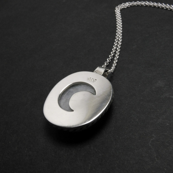 " Silver Moonstone Moon " - Χειροποίητο μενταγιόν από ασήμι 925 και Φεγγαρόπετρα! - charms, ασήμι 925, φεγγαρόπετρα, φεγγάρι, κοντά - 3