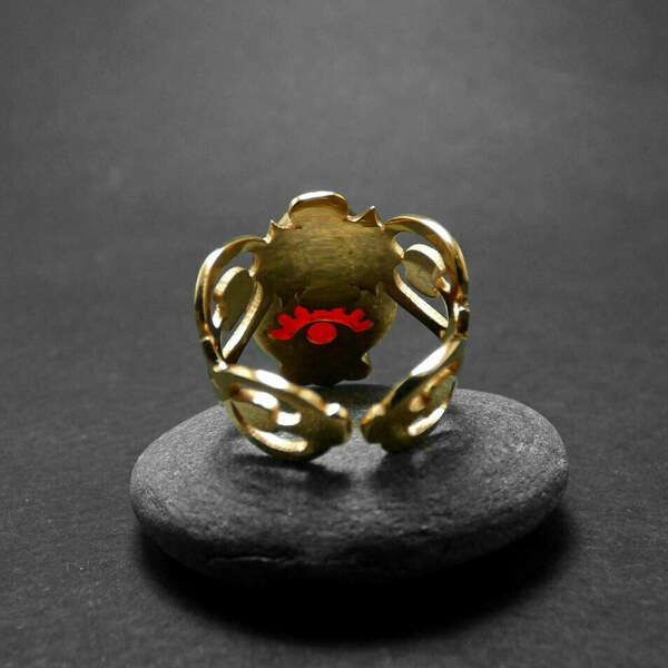" Magic Jade " - Χειροποίητο επίχρυσο δαχτυλίδι με κόκκινο Ιαδεΐτη. - ημιπολύτιμες πέτρες, επιχρυσωμένα, νεφρίτης, boho, boho, αυξομειούμενα - 3