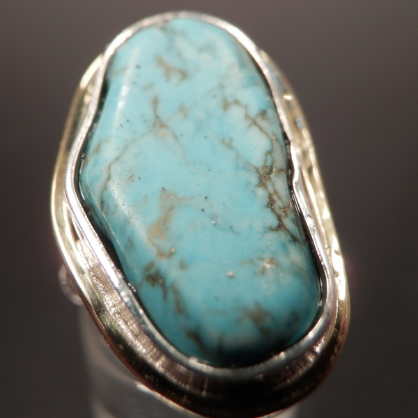 Ασημενιο δακτυλιδι με τυρκουαζ - ασήμι, ημιπολύτιμες πέτρες, μεγάλα, αυξομειούμενα - 2