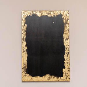 Χειροποιητος πίνακας ζωγραφικής σε μαύρο χρωμα με πλαισιο απο φύλλα χρυσού - πίνακες & κάδρα, πίνακες ζωγραφικής