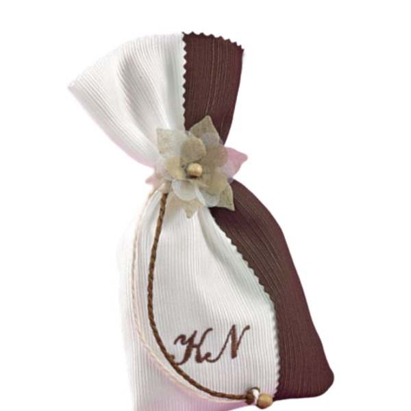 Μπομπονιέρα Γάμου Πουγκί Γκρο με Κεντημένα Μονογράμματα - πουγκί, γάμου, personalised