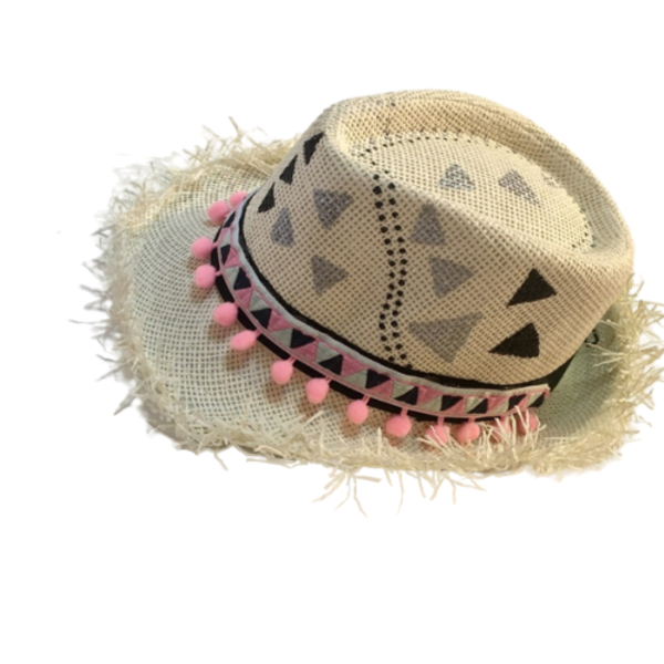 Panama- ψάθινο καπέλο - ζωγραφισμένα στο χέρι, χειροποίητα, boho, καπέλα, ψάθινα