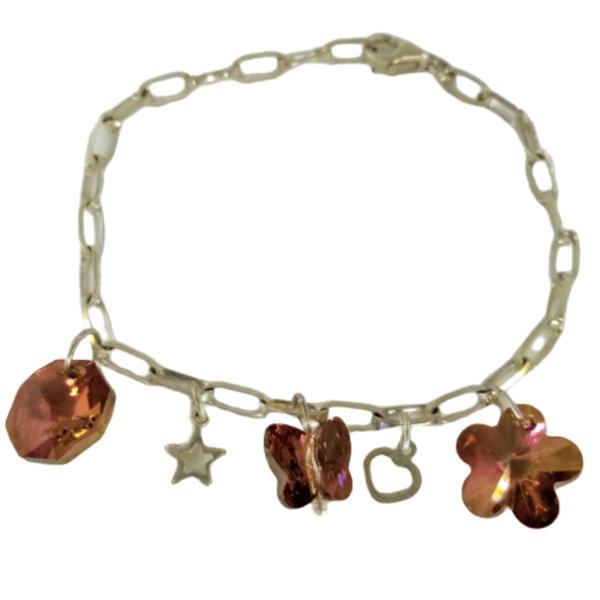 Βραχιόλι αλυσίδα από ασήμι 925 με charms - αλυσίδες, ασήμι 925, χεριού, αυξομειούμενα, δώρα για γυναίκες