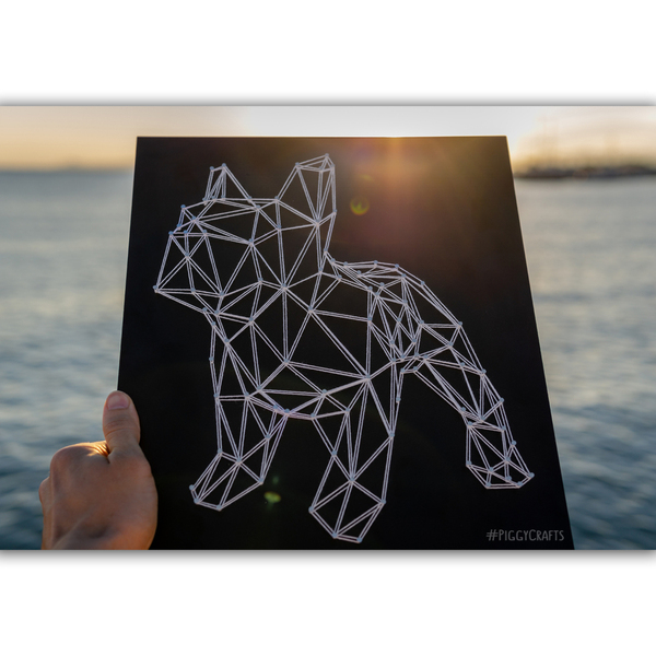 Κάδρο με καρφιά & κλωστές "Polygon Dog" 35x30cm - πίνακες & κάδρα, γεωμετρικά σχέδια, minimal - 4
