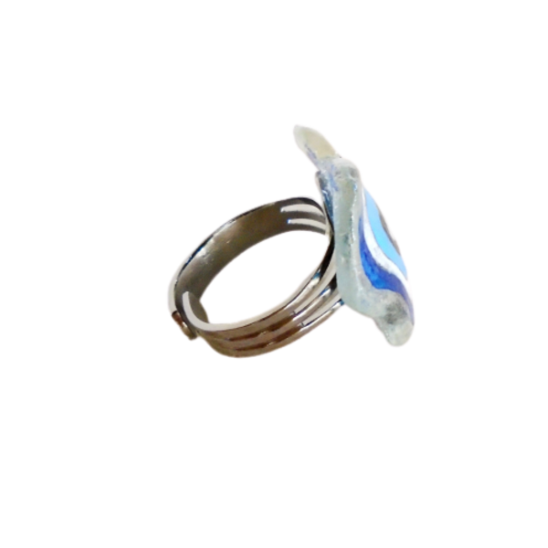Δαχτυλίδι γυαλάκι της θάλασσας, ζωγραφισμένο με ματάκι. - ζωγραφισμένα στο χέρι, αυξομειούμενα - 3