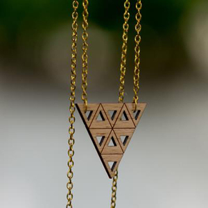 Γυναικείο Κολιέ Triangle 1 set - ξύλο, επιχρυσωμένα, μακριά