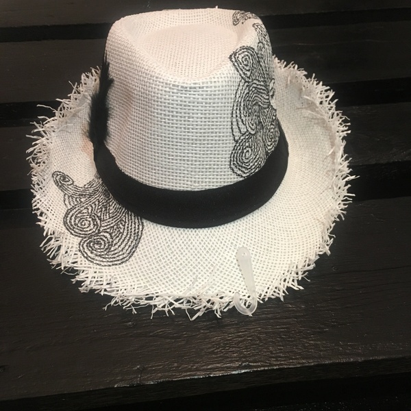 Gorgo- ψάθινο καπέλο - ζωγραφισμένα στο χέρι, καπέλα, αξεσουάρ παραλίας, ψάθινα - 4