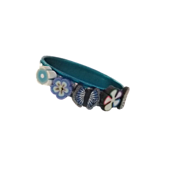 δαχτυλίδι μπλε λουλούδια και πεταλούδες αλουμίνιο και πηλός - πηλός, μικρά, boho, σταθερά, φθηνά