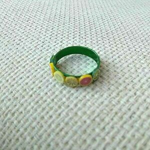 δαχτυλίδι αλουμινίου πράσινο, πορτοκάλια φρουτάκια - πηλός, μικρά, boho, σταθερά, φθηνά - 3