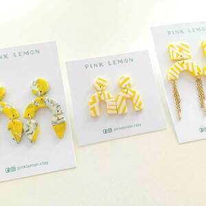 Χειροποίητα σκουλαρίκια κίτρινα με αλυσίδες|Pink Lemon - πηλός, μακριά, κρεμαστά, μεγάλα, faux bijoux - 5