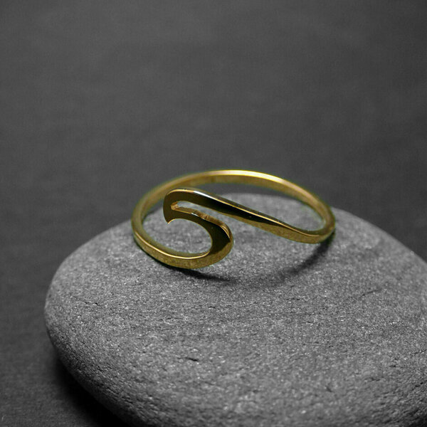 " Wave Ring " - Χειροποίητο επίχρυσο - επάργυρο δαχτυλίδι σε σχήμα κύμα της θάλασσας...! - επιχρυσωμένα, επάργυρα, μικρά, σταθερά - 3