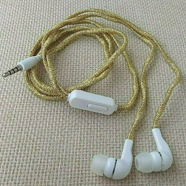 ακουστικά χρυσά hands free, gold earhones για κινητό - λουράκια - 2