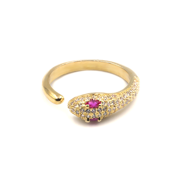Δαχτυλίδι από Ανοξείδωτο Ατσάλι και Ζιργκόν Baby Cobra Gold – Pink - επιχρυσωμένα, ατσάλι, boho, αυξομειούμενα