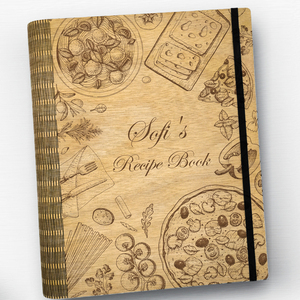 Recipe Book (Ξύλινο Ντοσιέ Συνταγών) με χάραξη του ονόματος σας 23cm x 19cm A5 - ξύλο, δώρο, οργάνωση & αποθήκευση, γιαγιά, γιορτή της μητέρας