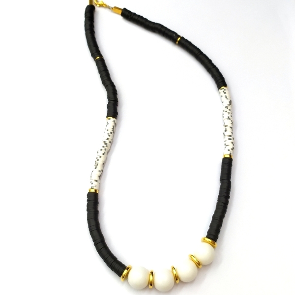 Black & White necklace - επιχρυσωμένα, κοντά