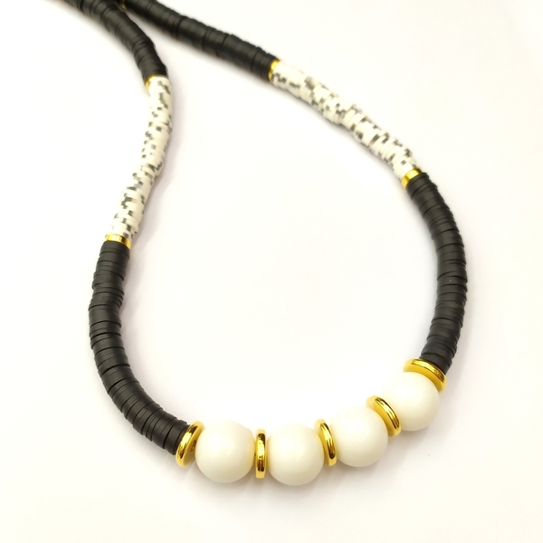 Black & White necklace - επιχρυσωμένα, κοντά - 2