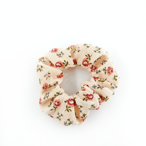 Σετ scrunchies πετρόλ και μπεζ με τριαντάφυλλα - λαστιχάκια μαλλιών - 3