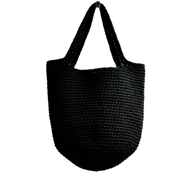Casual πρωινή τσάντα ώμου σε μαύρο χρώμα - ώμου, μεγάλες, all day, tote, πλεκτές τσάντες, φθηνές