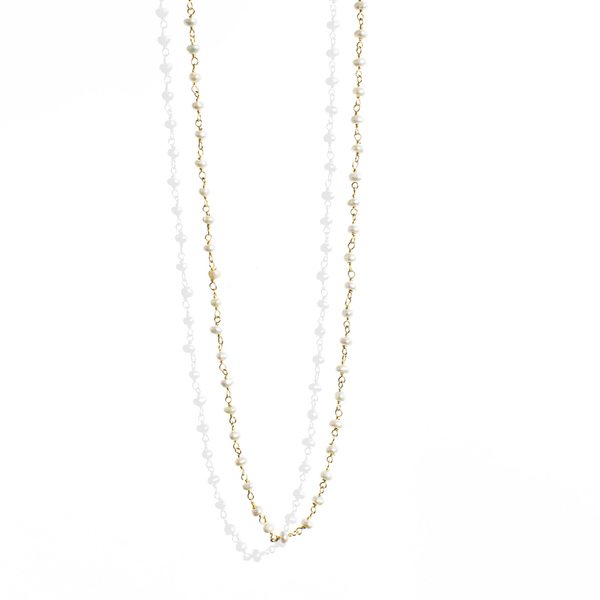 Rosary with Pearls - επιχρυσωμένα, ασήμι 925, κοντά, ροζάριο, πέρλες