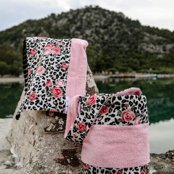 Wild roses beach towel - χειροποίητα, εντυπωσιακό, απαραίτητα καλοκαιρινά αξεσουάρ