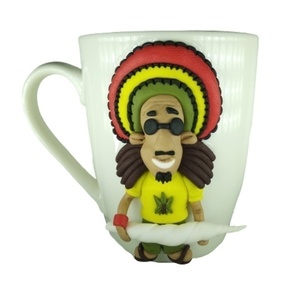 Τρισδιάστατη κούπα Bob Marley από πολυμερικό πηλό - πορσελάνη, δώρα για άντρες, κούπες & φλυτζάνια