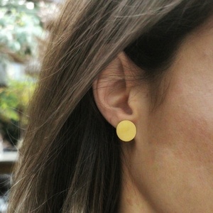 "Κύκλοι" Earrings - ασήμι, επιχρυσωμένα, καρφωτά, μικρά, φθηνά - 3