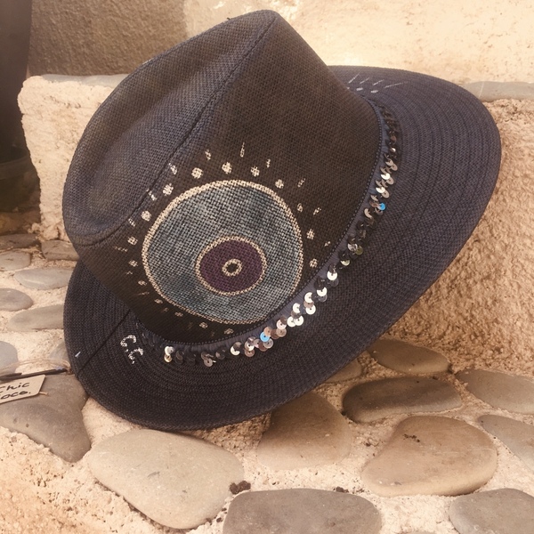 Ψάθινο καπέλο - Sparkling - καλοκαιρινό, ζωγραφισμένα στο χέρι, ψάθα, boho, ψάθινα - 5