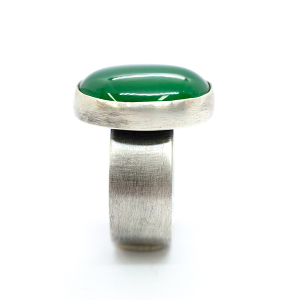 Δαχτυλίδι ασημένιο με Πράσινο Αχάτη(Green Agate) - ημιπολύτιμες πέτρες, ασήμι 925, χειροποίητα, σταθερά, μεγάλα - 3
