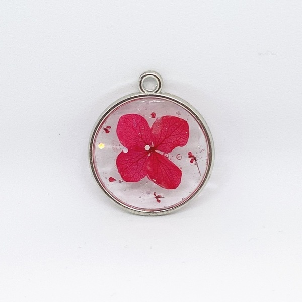 Magic Petals - Red -Pressed Flower Necklace - charms, επάργυρα, μακριά, λουλούδι - 2