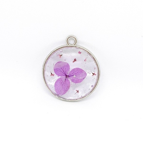 Magic Petals - Purple -Pressed Flower Necklace - charms, επάργυρα, μακριά, λουλούδι